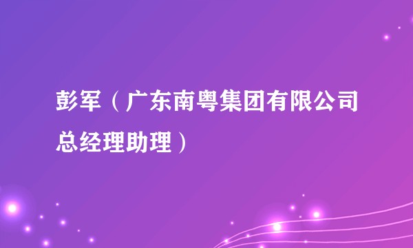彭军（广东南粤集团有限公司总经理助理）