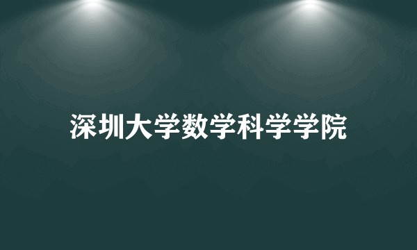 深圳大学数学科学学院