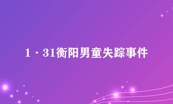 1·31衡阳男童失踪事件