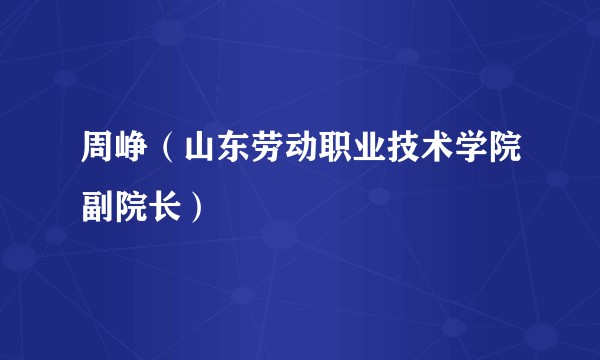 周峥（山东劳动职业技术学院副院长）