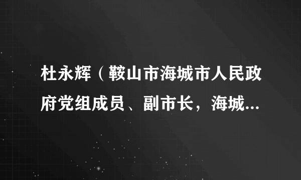 杜永辉（鞍山市海城市人民政府党组成员、副市长，海城市公安局党委书记、局长、督察长（兼））