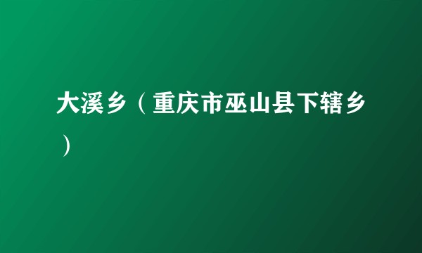 大溪乡（重庆市巫山县下辖乡）