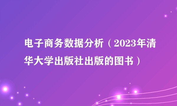 电子商务数据分析（2023年清华大学出版社出版的图书）