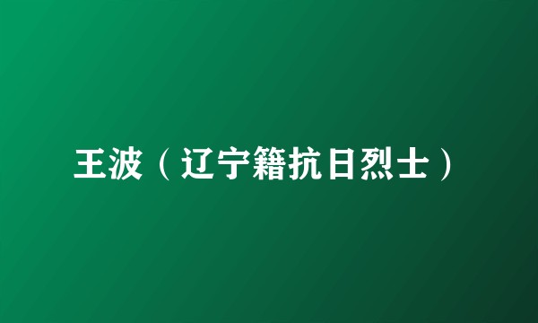 王波（辽宁籍抗日烈士）