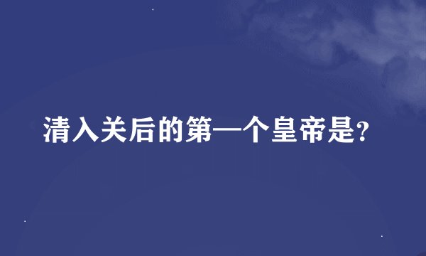 清入关后的第—个皇帝是？