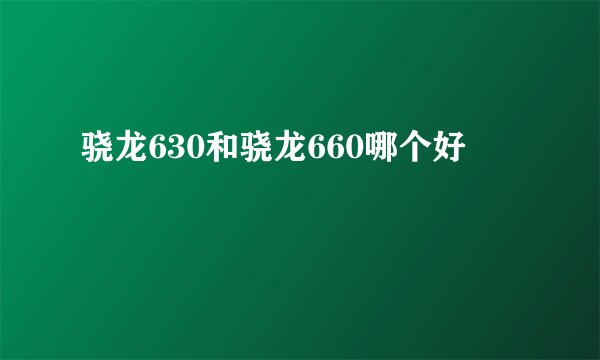 骁龙630和骁龙660哪个好