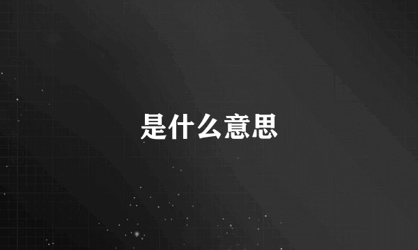 是什么意思