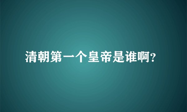 清朝第一个皇帝是谁啊？