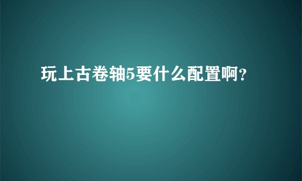 玩上古卷轴5要什么配置啊？
