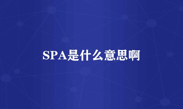 SPA是什么意思啊
