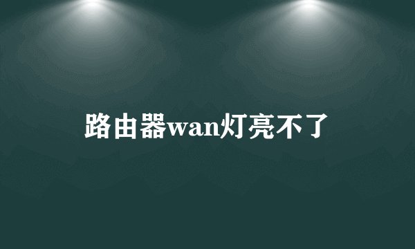 路由器wan灯亮不了
