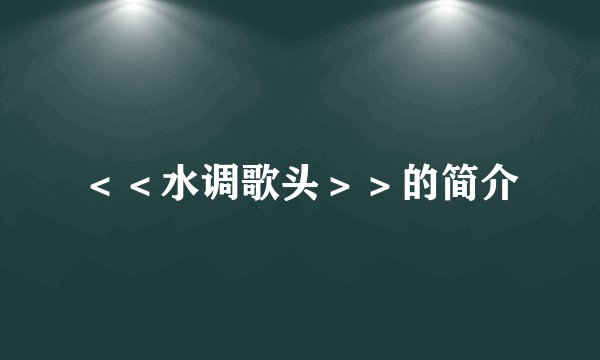 ＜＜水调歌头＞＞的简介