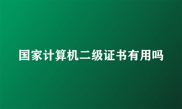 国家计算机二级证书有用吗