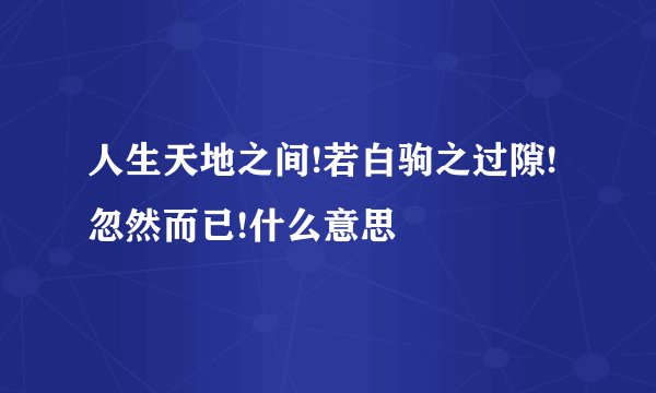 人生天地之间!若白驹之过隙!忽然而已!什么意思