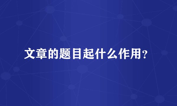 文章的题目起什么作用?
