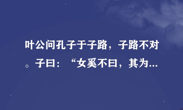 叶公问孔子于子路，子路不对。子曰：“女奚不曰，其为人也，发愤忘食，乐以忘忧，不知老之将至云尔。的意