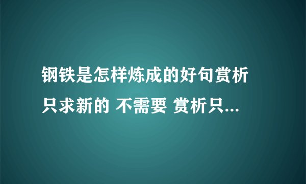钢铁是怎样炼成的好句赏析 只求新的 不需要 赏析只要好句 钱不是问题