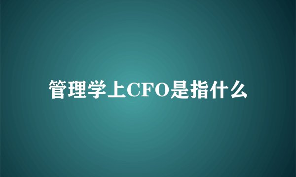 管理学上CFO是指什么