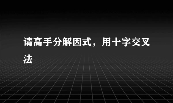 请高手分解因式，用十字交叉法