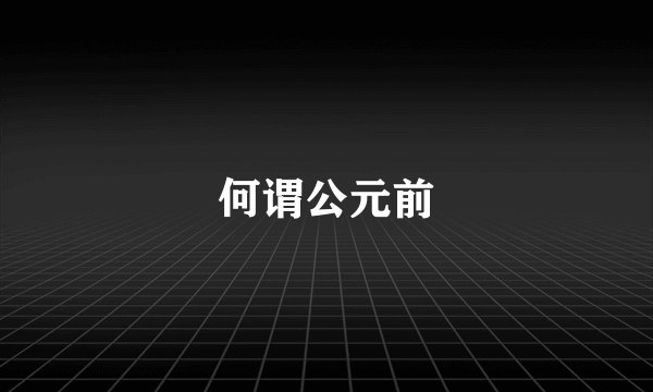 何谓公元前