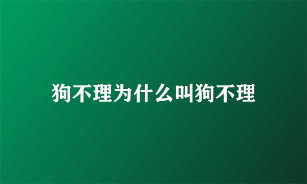 狗不理为什么叫狗不理
