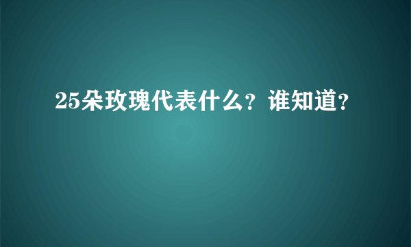 25朵玫瑰代表什么?谁知道?