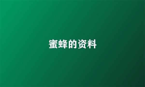 蜜蜂的资料