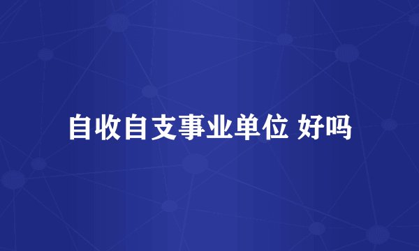 自收自支事业单位 好吗