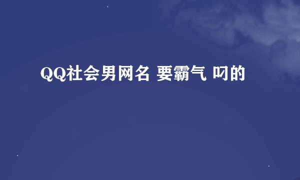 QQ社会男网名 要霸气 叼的