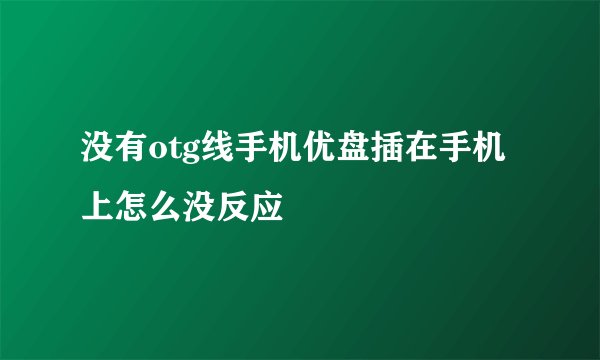 没有otg线手机优盘插在手机上怎么没反应
