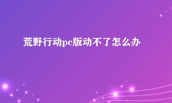 荒野行动pc版动不了怎么办