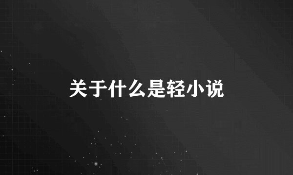 关于什么是轻小说