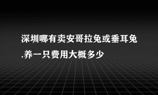 深圳哪有卖安哥拉兔或垂耳兔.养一只费用大概多少