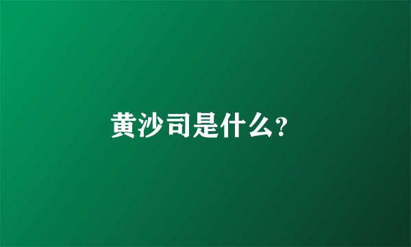 黄沙司是什么？