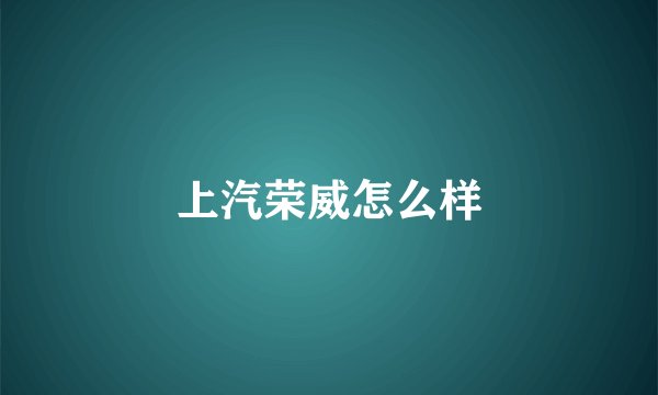 上汽荣威怎么样