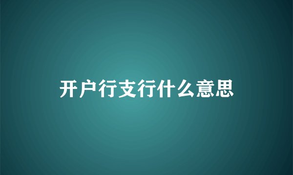 开户行支行什么意思