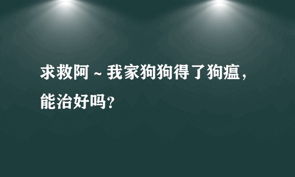 求救阿～我家狗狗得了狗瘟，能治好吗？