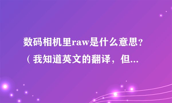 数码相机里raw是什么意思？（我知道英文的翻译，但摄影里是什么意思？）