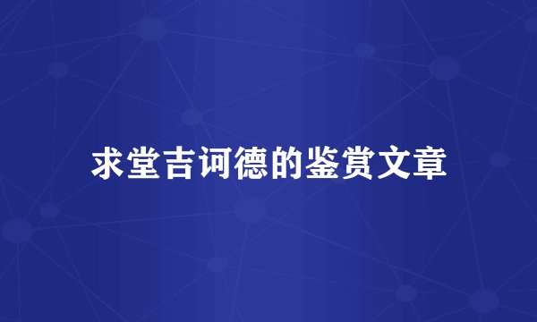 求堂吉诃德的鉴赏文章