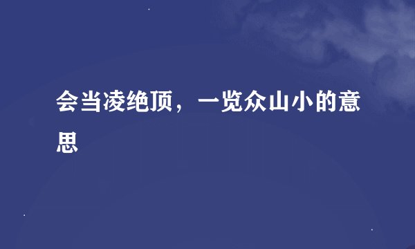 会当凌绝顶，一览众山小的意思