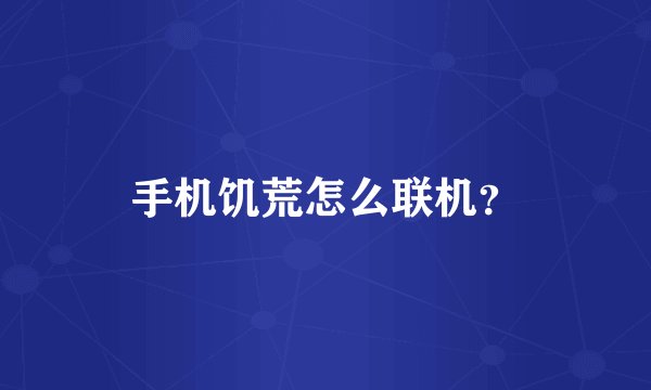 手机饥荒怎么联机？