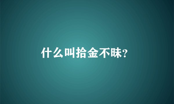 什么叫拾金不昧？