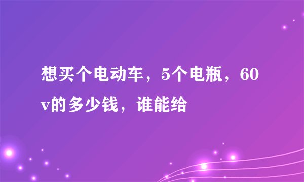 想买个电动车，5个电瓶，60v的多少钱，谁能给