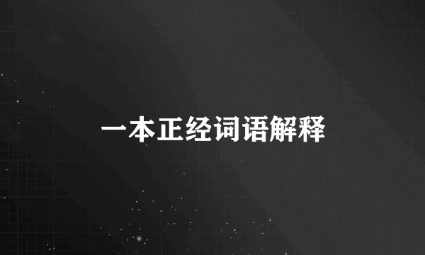 一本正经词语解释