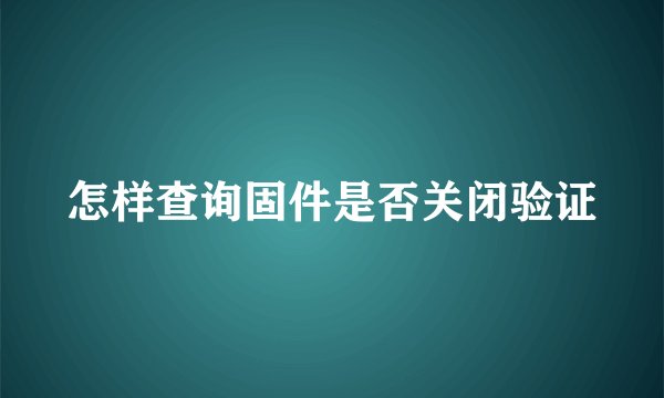 怎样查询固件是否关闭验证