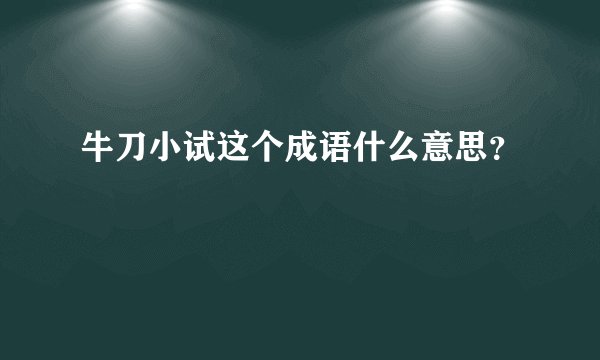 牛刀小试这个成语什么意思？