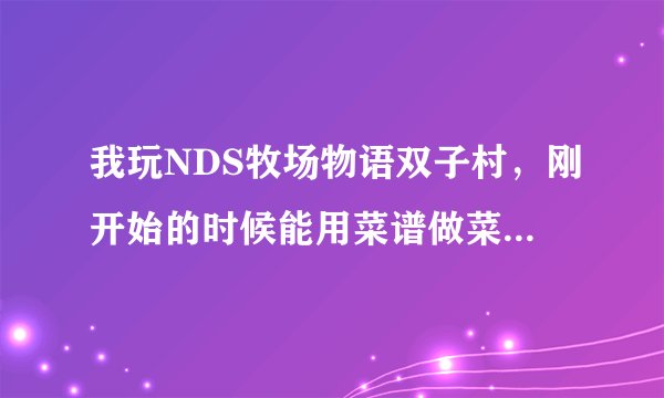 我玩NDS牧场物语双子村，刚开始的时候能用菜谱做菜，但是不知道为什么现在没办法用菜谱做菜了，一用就死机