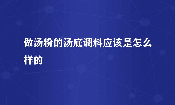 做汤粉的汤底调料应该是怎么样的