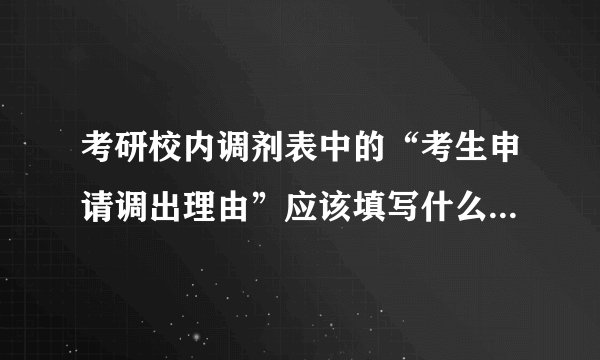 考研校内调剂表中的“考生申请调出理由”应该填写什么内容啊？急！！