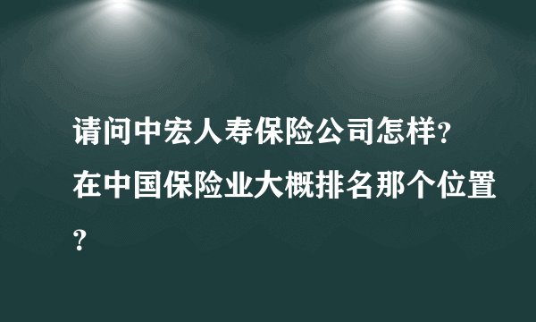 请问中宏人寿保险公司怎样？在中国保险业大概排名那个位置？